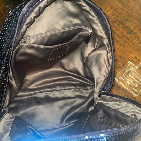 Authentic COACH Poppy Sequin Spotlight Backpack Blue 15348 School/Overnight Bkpk - Picture 11 of 13